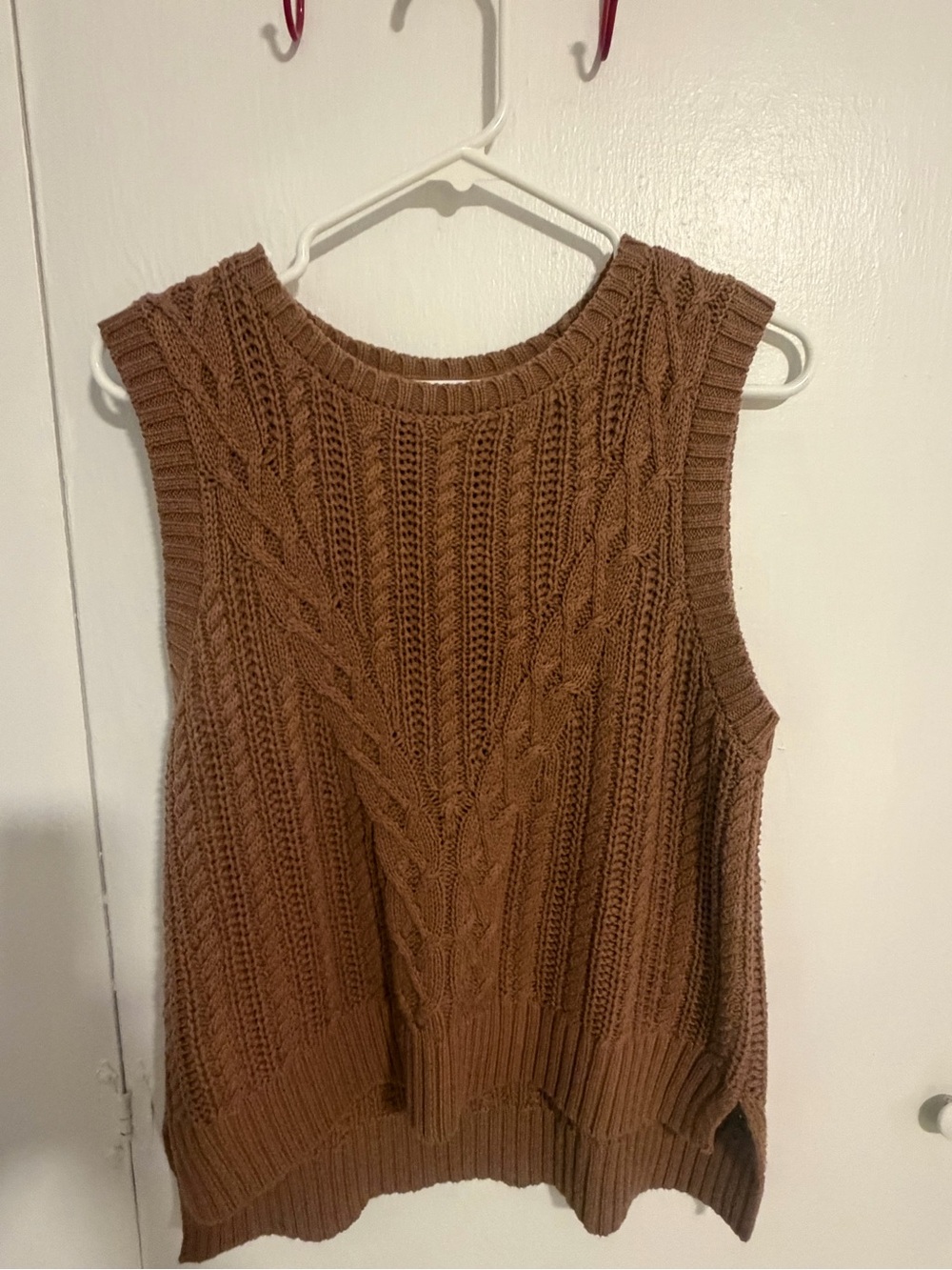 Rachel Zoe Brown Cable Knit Sleeveless Sweater Vest